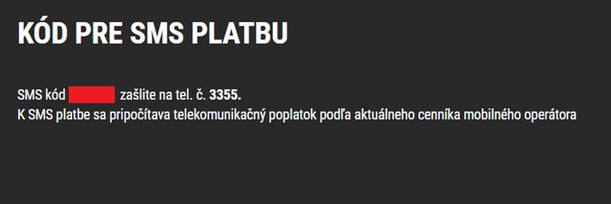 SMS kód pre SMS platbu v SYNOT TIP