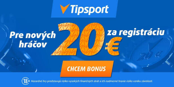 20 eur zadarmo a 100 free spinov za Tipsport registráciu