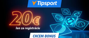 Tipsport 20 eur a 100 spinov za registráciu