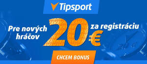 20 eur zadarmo za Tipsport registráciu